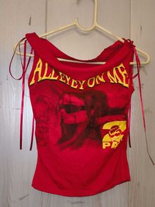 Red Graphic Print "Alley Eye On Me" Padded Top
