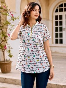 Cute Fruit Print Zipper Top