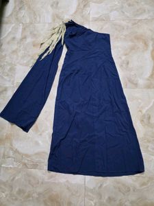 Elegant One-Shoulder Blue Dress