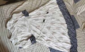 Elegant White Jaipuri Kurta with Gold Print