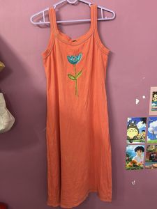 Orange Floral Tank Dress