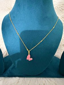 Cute Pink Butterfly Necklace