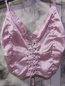 Satin Lace-Up Corset Top