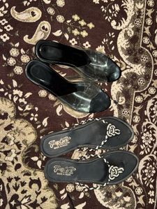 Chic Black Transparent Strap Sandals &amp; Flip-Flops
