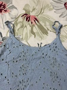 Light Blue Eyelet Ruffle Tank Top