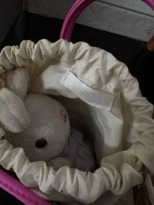 Chic Straw Bag with Pink Handles