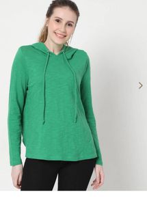 Vero Moda Green Hooded Long Sleeve T-Shirt