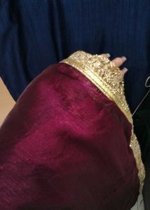 Elegant Maroon Saree with Gold Border
