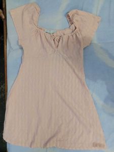 Cute Pink Puff Sleeve Mini Dress
