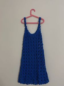 Blue Crochet Mini Dress