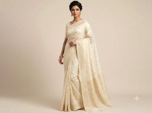 Elegant Off-White Chanderi Silk Cotton Saree with