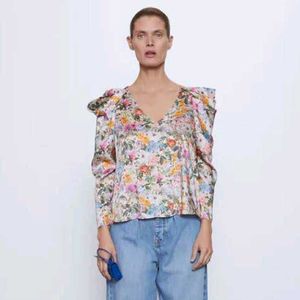 Zara Floral Print Puff Sleeve Top