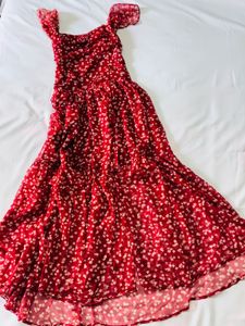 Rusty red Floral Off-Shoulder Maxi Dress