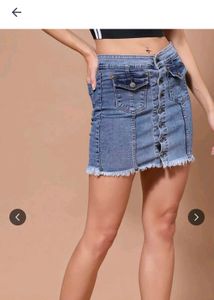Light Wash Denim Button-Up Mini Skirt