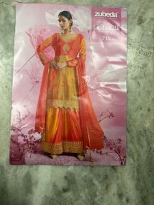 Orange &amp; Red Embroidered Kurta Set