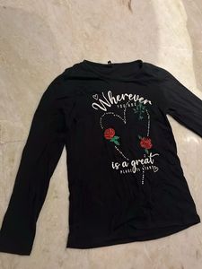 Black Graphic Print Tee