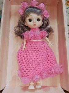 Adorable Pink Doll with Crochet Dress