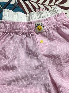 Pink Seersucker Shorts