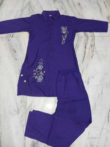 Purple Kurta Set with Embroidery