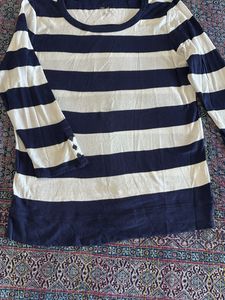Gap Women Striped 3/4th Sleeve Top