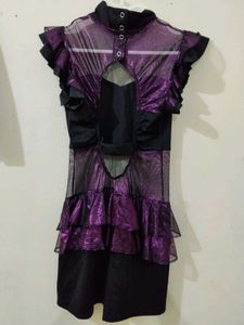 Y2K Metallic Purple Clubbing Romper