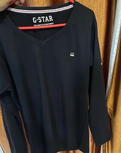 G-Star Raw Black V-Neck Long Sleeve Tee