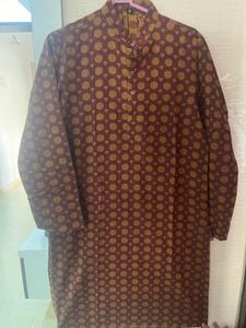 Stylish Maroon &amp; Gold Kurta size L