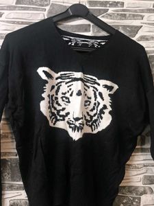 Black Tiger Print Sweater