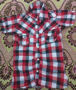 Girls Red & White Checkered Shirt