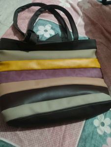 Striped Color Block Tote Bag