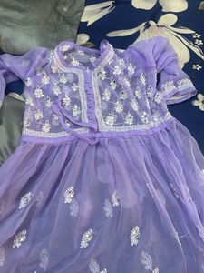 Beautiful lavender color embroidered mirror work