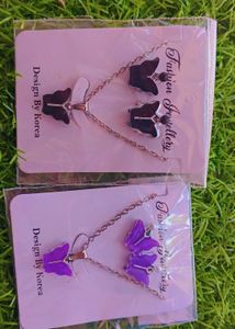 Cute Butterfly Necklace & Earring Set