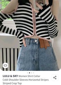 Striped Cold Shoulder Crop Top
