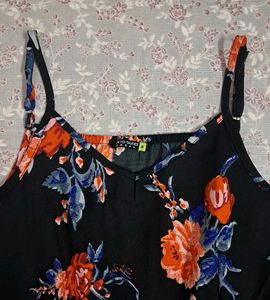 Black floral midi dress