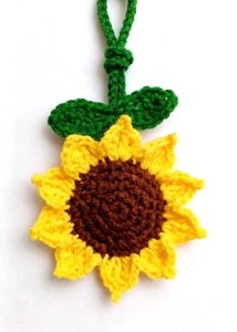 Handmade Crochet Sunflower Bag Charm