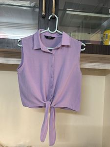 Lavender Tie-Front Sleeveless Top