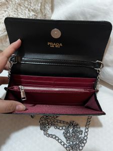 Prada Quilted Black Chain Wallet