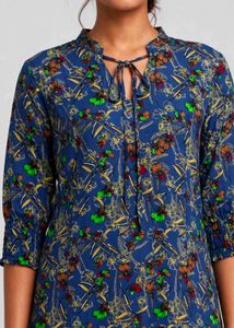 Blue Printed Tunic Top