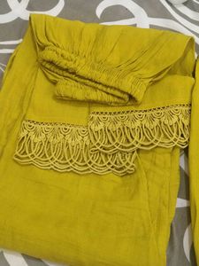 Stylish Yellow Kurta Set with Mirror Work