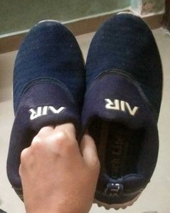 Navy Blue "AIR" Slip-On Kids Sneakers
