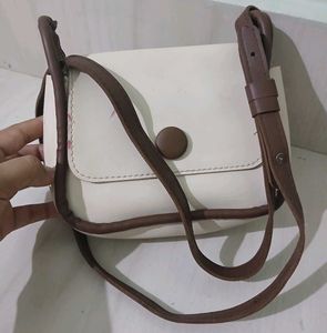 Chic Cream Crossbody Bag with Scarf Accent