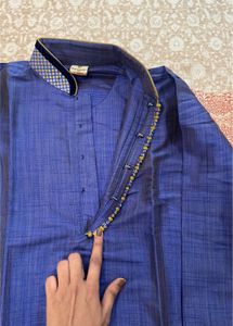 manyavar Men's Blue Kurta