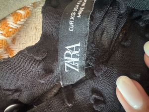 Chic Zara Black Textured Sheer Blouse