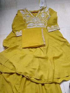 Yellow Kurta Set with Embellishments