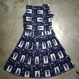 Nautical Print Sleeveless Dress