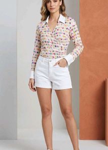 Colorful Abstract Print Wrap Top