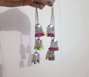 Oxidised Multicolour Long Jhumka Earrings💖