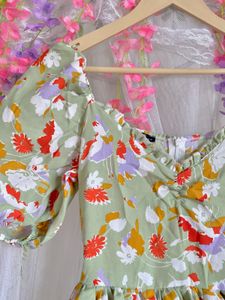 Floral Tiered Puff Sleeve Dress