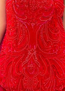 Karwachauth special bead stone Red Beaded Dress