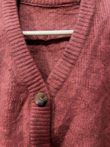 Premium Ribbed Crop Cardigan in Rust Brown